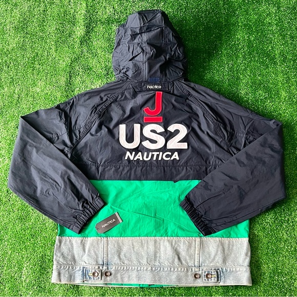 Nautica Reissue Colorblock J-Class US2 Denim-Mix Packable Hooded Jacket Mens L - Picture 3 of 13